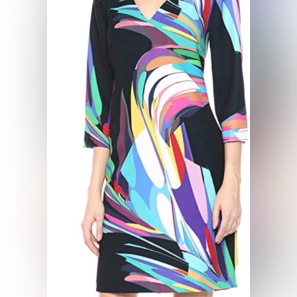 Trina Turk Esteem Sheath Dress | Multicolor Swirl/Black | NWOT | Size 4